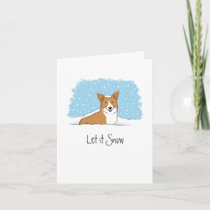 Cartes Pour Fêtes Annuelles Corgi laissez-le neiger mignon chien blanc Noël pe