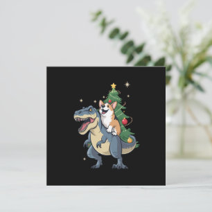 Cartes Pour Fêtes Annuelles Corgi Noël Dinosaure Arbre Rex Vacances Xmas