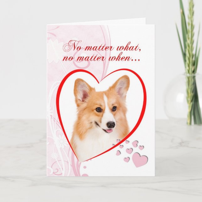 Cartes Pour Fêtes Annuelles Corgi Saint-Valentin (Devant)