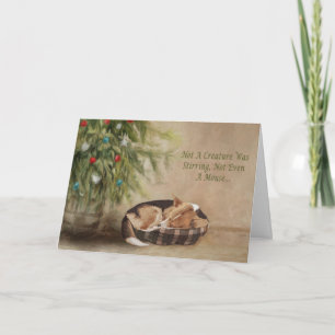 Cartes Pour Fêtes Annuelles Corgi sleeping et Christmas Tree