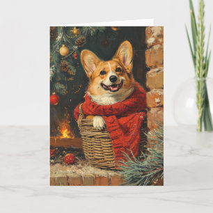 Cartes Pour Fêtes Annuelles Corgi vintage Noël personnalisé
