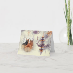 Cartes Pour Fêtes Annuelles Corgis de vacances dans la neige
