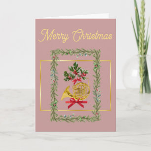 Cartes Pour Fêtes Annuelles Corne française élégante Lumière de Noël Mauve