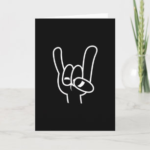 Cartes Pour Fêtes Annuelles Cornes de diable Heavy Metal Ligne blanche