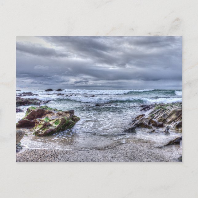 Cartes Pour Fêtes Annuelles Cornish Beach Breaking Waves (Devant)