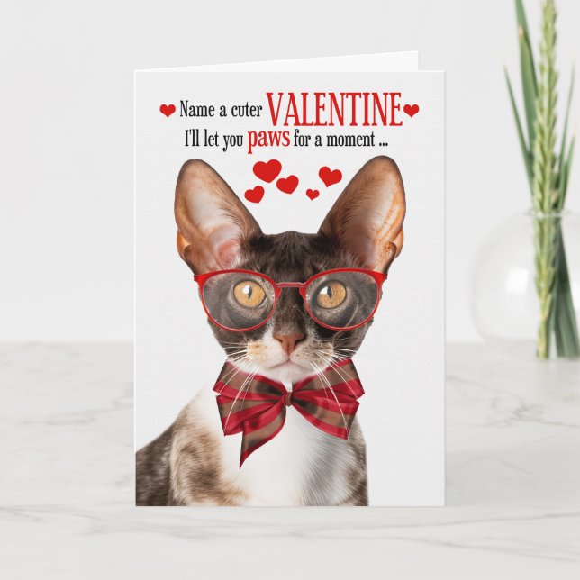 Cartes Pour Fêtes Annuelles Cornish Rex Cat Feline Humour Saint-Valentin (Devant)