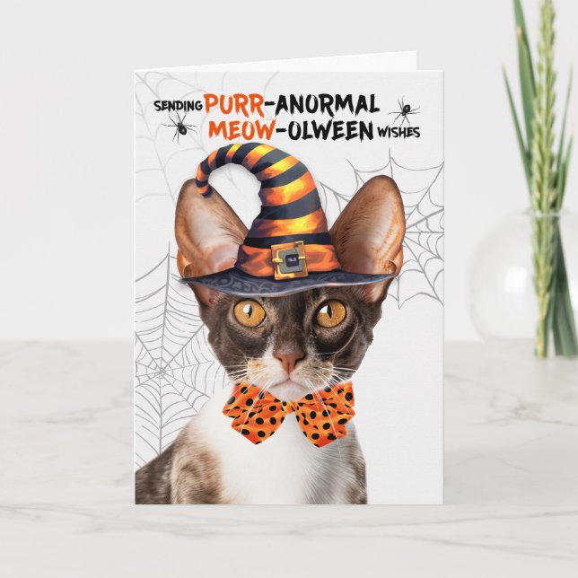 Cartes Pour Fêtes Annuelles Cornouailles Rex Halloween Chat PURRanormal MEOWol (Devant)