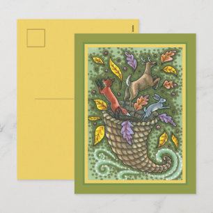 CARTES POUR FÊTES ANNUELLES CORNUCOPIA DE LA FAUNE DE LA NATURE, ART POPULAIRE