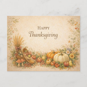 Cartes Pour Fêtes Annuelles Cornucopia de Thanksgiving rustique vintage de réc