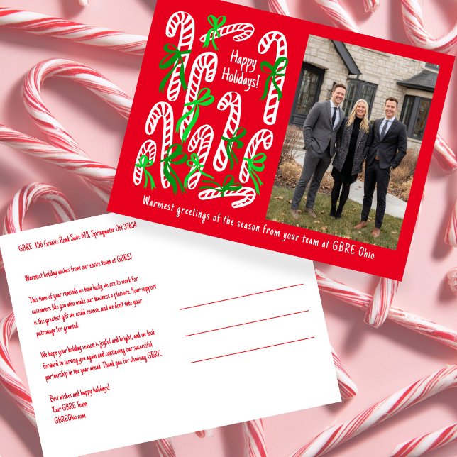 Cartes Pour Fêtes Annuelles Corporate Candycanes CUSTOM PHOTO Christmas (Corporate Candycanes CUSTOM PHOTO Christmas Holiday Postcard
)
