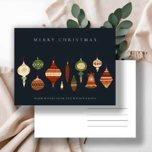 CARTES POUR FÊTES ANNUELLES CORPORATE MARINE ROUGE VERT NOËL ORNAMENTS