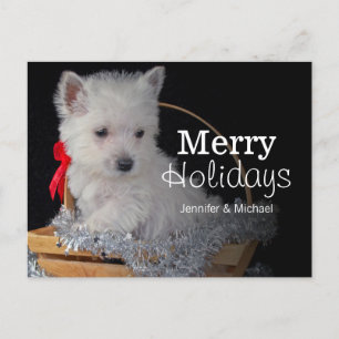 Cartes Pour Fêtes Annuelles Corte West Highland Terrier en panier