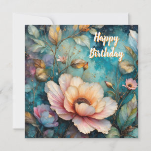 Cartes Pour Fêtes Annuelles Cosmos abricot délicat sur sarcelle
