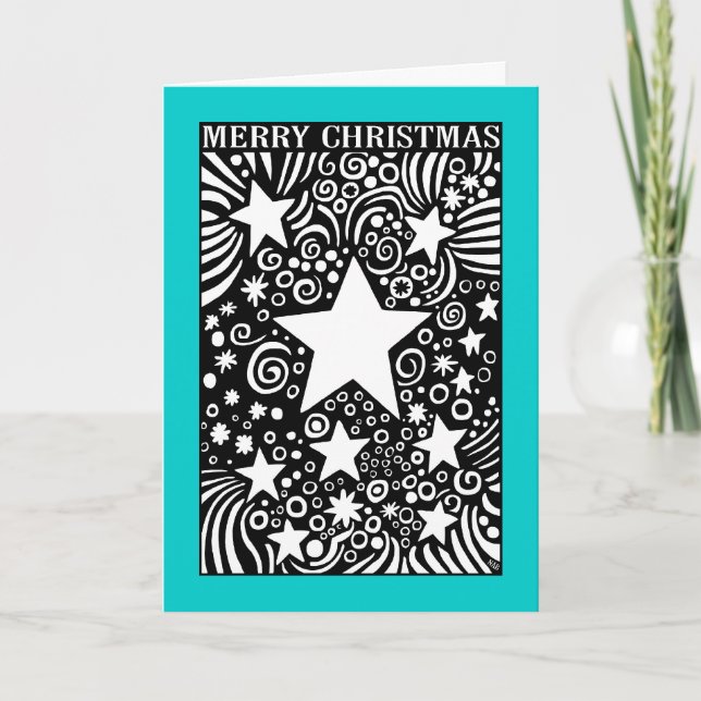 Cartes Pour Fêtes Annuelles Cosmos de Noël - II - Turquoise (Devant)
