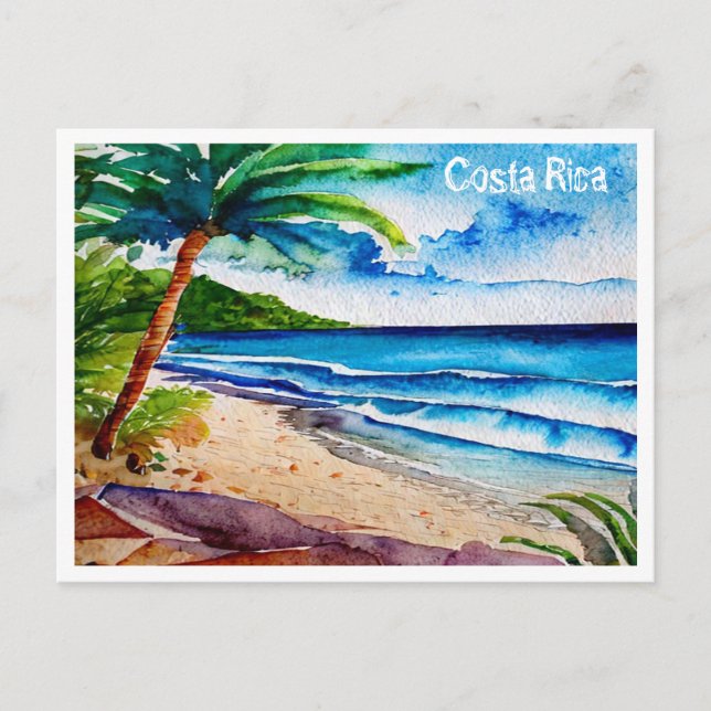 Cartes Pour Fêtes Annuelles Costa Rica Plage Pura Vida Aquarelle Peinture (Devant)