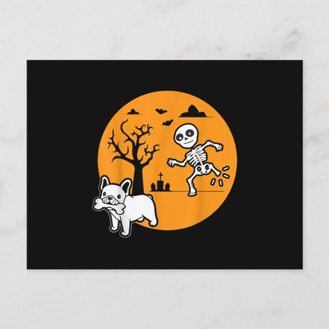 Cartes Pour Fêtes Annuelles Costume d'Halloween squelette d'os de Bouledogue f (Devant)