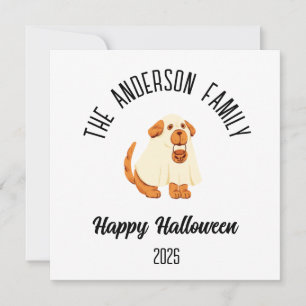 Cartes Pour Fêtes Annuelles Costume fantôme personnalisé pour chien avec nom p
