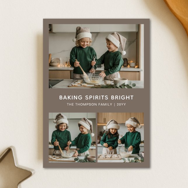 Cartes Pour Fêtes Annuelles Cosy Baking Spiritueux Bright Family Photo de Noël (Créateur téléchargé)