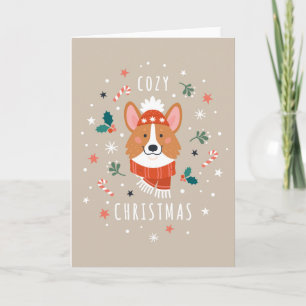 Cartes Pour Fêtes Annuelles Cosy Corgi - Noël chaud