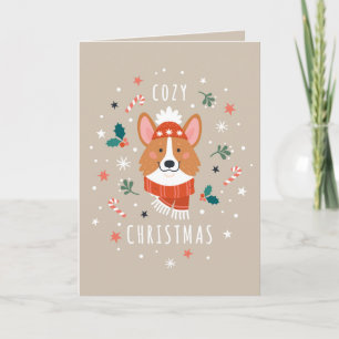 Cartes Pour Fêtes Annuelles Cosy Corgi - Noël chaud