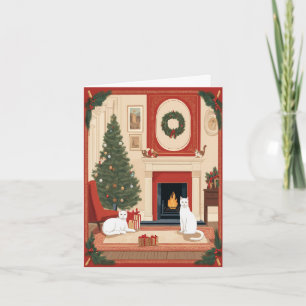 Cartes Pour Fêtes Annuelles Cosy Fireside - Classicisme Vintage Christmas Cat