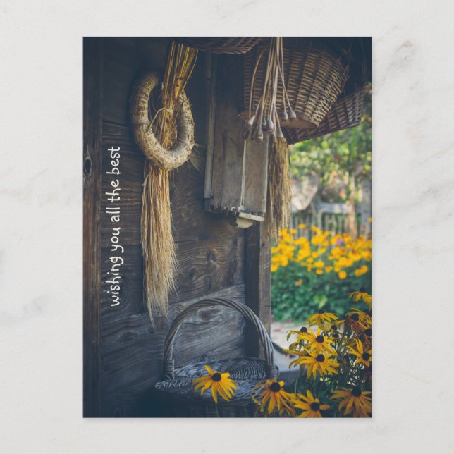 Cartes Pour Fêtes Annuelles Cosy gîte de campagne aux fleurs jaunes (Devant)