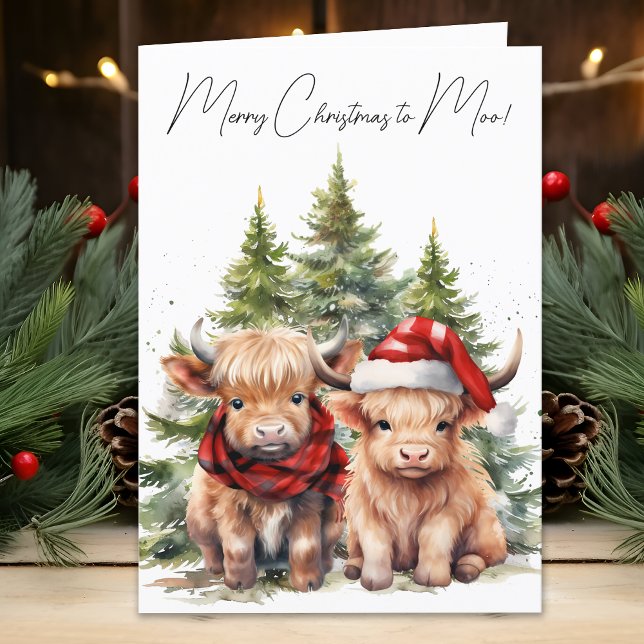 Cartes Pour Fêtes Annuelles Cosy Highland Vache ferme animal mignonne Joyeux N (Créateur téléchargé)