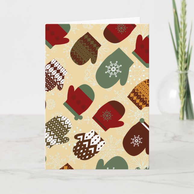 Cartes Pour Fêtes Annuelles Cosy hiver Noël vacances Mittens (Devant)