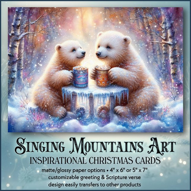 Cartes Pour Fêtes Annuelles Cosy Ours Polaire Cocon Chrétien Amis Noël (Créateur téléchargé)