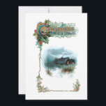 Cartes Pour Fêtes Annuelles Cosy Winter Cottage et Ornate Noël Salutations<br><div class="desc">Chaleureux et douillet chalet en hiver avec la neige sur le sol et orné,  élégant or et vert Noël Salutations entouré de lierre. Le dossier contient des graphiques complémentaires et des champs de texte modifiables.</div>