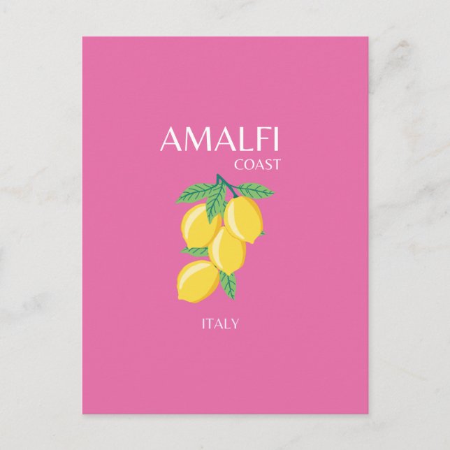 Cartes Pour Fêtes Annuelles Côte amalfitaine, Italie, Art Voyage, Rose, Preppy (Devant)