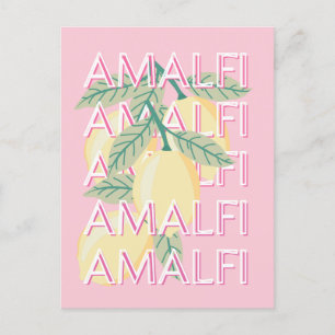 Cartes Pour Fêtes Annuelles Côte d'Amalfi, Italie, Art Voyage, Preppy, Rose