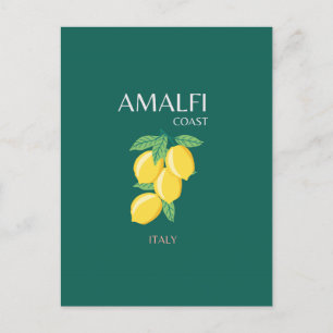 Cartes Pour Fêtes Annuelles Côte d'Amalfi, Italie, Art Voyage, Rétro, Vert