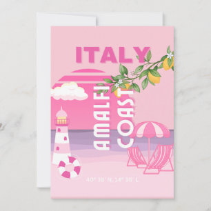 Cartes Pour Fêtes Annuelles Côte d'Amalfi, Voyage à Preppy, Rose