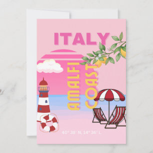 Cartes Pour Fêtes Annuelles Côte d'Amalfi, Voyage à Preppy, Rose