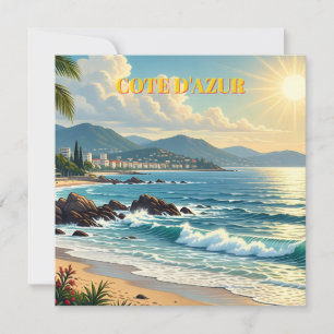 Cartes Pour Fêtes Annuelles Cote D'Azur Style Vintage Voyage Français