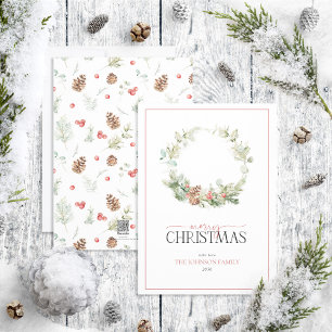 Cartes Pour Fêtes Annuelles Coton hiver verdure Wreath Joyeux Noël Holi