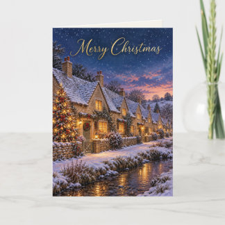 Cartes Pour Fêtes Annuelles Cotswolds Village enneigé Joyeux Noël