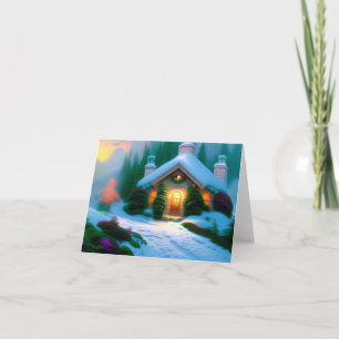 Cartes Pour Fêtes Annuelles Cottage dans la neige