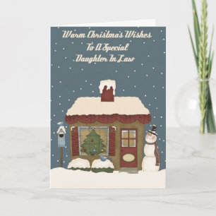 Cartes Pour Fêtes Annuelles Cottage De Noël À Une Fille Spéciale En Droit