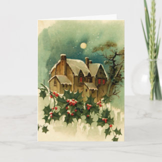 Cartes Pour Fêtes Annuelles Cottage de Noël Vintage