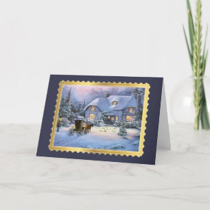 Cartes Pour Fêtes Annuelles Cottage de Noël Vintage