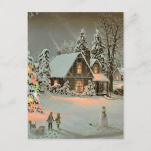 Cartes Pour Fêtes Annuelles Cottage de Noël Vintage