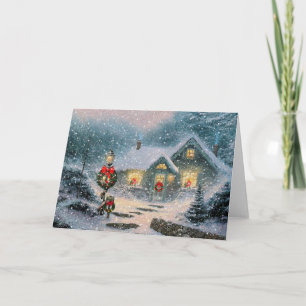 Cartes Pour Fêtes Annuelles Cottage d'hiver de Noël