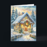 Cartes Pour Fêtes Annuelles Cottage in woods<br><div class="desc">cottage in a forest with snow</div>