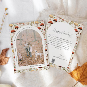 Cartes Pour Fêtes Annuelles Cottagecore Boho Naturel Feuillage Photo Noël