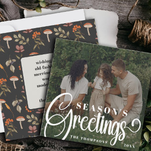 Cartes Pour Fêtes Annuelles Cottagecore Botanique Champignons Photo Noël