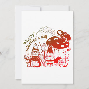 Cartes Pour Fêtes Annuelles Cottagecore Gnome Couple Heureuse Sainte-Valentin