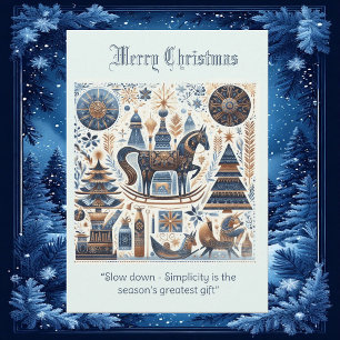 Cartes Pour Fêtes Annuelles Cottagecore Noël Animaux de la Forêt Art Folkloriq