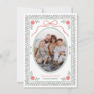 Cartes Pour Fêtes Annuelles Cottagecore Noël Nœud Photo de Noël Feliz Navidad